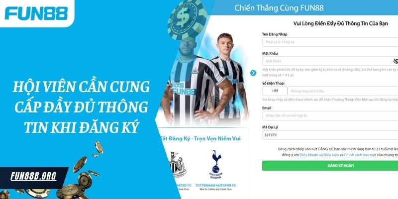 Hội viên cần cung cấp đầy đủ thông tin khi đăng ký